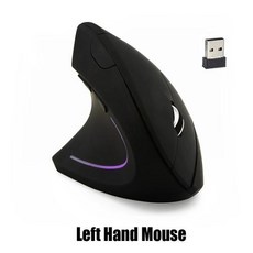 HKYC 인체 공학적 버티컬 마우스 무선 왼손 컴퓨터 게이밍 노트북 PC용 6D USB 광학 2.4G, Black, HKYC 왼손 무선 버티컬 마우스