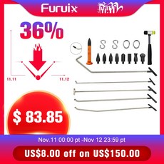 도구 후크 도구 푸시로드 블랙 카 크로우 바 페인트가없는 덴트 수리 도구 탭 다운 S 후크 Ding Hail Puller Set|수공구 세트|, 1개, 단일