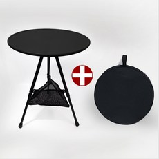 캠프맨 캠핑 원형 사이드 테이블 보조 경량 테이블, 블랙