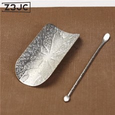 Z3JC 상차아연합금 티스푼 육군자 다발 쿵푸 다도 악세사리 순수수제 다듬기 쿵푸 다기, 은색차칙(차발포함), 1개