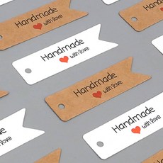 [혜명잡화상사] 10P HANDMADE 하트 종이라벨 택, 브라운