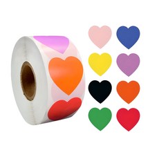 헬레나스토어 8색 하트 재물운 스티커 2.5cm 500매 1롤+골드스티커4조각 증정, 8색혼합, 1개 8색혼합, 1개
