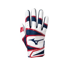 Mizuno 미즈노 B-303 성인용 야구 배팅 장갑 네이비 레드 미디엄, 네이비-레드