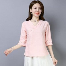 창파오 치파오 의상 일본 태국 전통 인도 스위스 여장남자 면 마 상의 여성 여름 에스닉 여