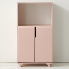힘찬리빙 옷 수납장 안방 거실 베란다 드레스룸 다용도실 선반 3단 레아 600 높은 도어 수납장, 레아 600 높은 도어형 수납장, 핑크