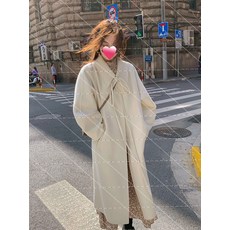 수작업 양면모직코트 나비넥타이 학원 무드 하프기장 케이프재킷