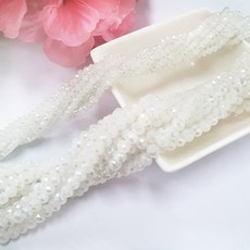 화이트오팔 론델컷 원형 AB빛 크리스탈 수정비즈
