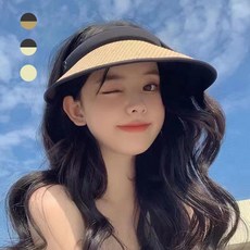 파르떼 여자 썬캡 라탄 모자 자외선 햇빛 차단 가리개