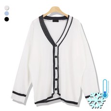 오마보이 남성용 쿨링 네트배색 브이넥 가디건
