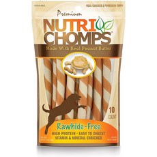 NutriChomps 개는 생가죽이 없는 개 간식을 소화하기 쉬운 5인치 트위스트를 씹습니다., 1개