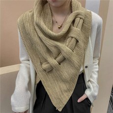 여성용 니트 숄 펀칭 머플러 삼각 스카프 스웨터 케이프