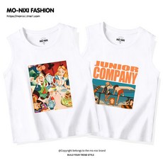 박진우 여름민소매티셔츠 여름나시티셔츠 농구나시 여성 BF 무드 핏아우터 숏 이너 상의 와이드 루즈핏 트렌드 힙합