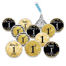 Andaz Press Glitzy Faux Golden Flash Milestone Socolithic 방울 응원은 1 년 1 년 생일 또 (Cheers to 1 Years), Cheers to 1 Years