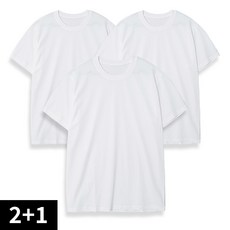 남녀공용 코마사 면 흰색 3장세트 기본 라운드 반팔 티셔츠 S~3XL 6사이즈 화이트
