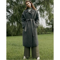 바네사브루노 아떼 20FW 차콜그레이 스트랩 울 핸드메이드 코트 VLCO0D407CG