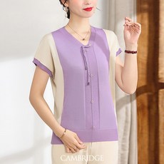 잭오브캠브릿지 여성 여름 쿨 니트 반팔 시원한 엄마 장식 티셔츠 AA-258