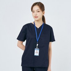 브이넥 베이직 스크럽복 여성상의 티셔츠 (4colors) / 쿨스판 소재 병원유니폼 수술복 간호사 근무복 치과가운 - 간호복파는곳