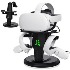 Lampelc 헤드셋 충전 독 Meta Oculus Quest 2용 VR 디스플레이 스탠드 Rift S HTC Vive 밸브 인덱스 헤드셋 터치 컨트롤러, 검은색, 1개