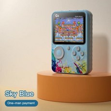 휴대용 게임 콘솔 게임플레이어 미니 레트로 TV 플레이어 비디오 500 내장 LCD 화면 AV 출력 지지대 2 플레이, 1) SINGLES -BLUE
