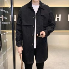 해피유통 남성 봄가을 심플 루즈핏 캐주얼 트렌치코트