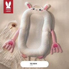 신생아 안심 수면 침대 아기 구토 방지 설계 안전한 경사 토닥토닥 자동 추천 필수품 유아, (7A항균)작은 분홍토끼(긴팔)