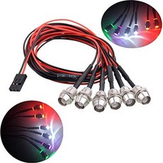 ShareGoo 6Leds LED 라이트 헤드 라이트 미등 키트 액세서리 RC 자동차 트럭 탱크 크롤러 Traxxas HSP Tam, 단색_One Size, 단색_One Size, 단색