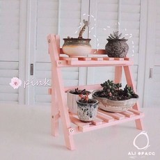 인테리어화분받침대 원목 거치대 실내 선반 벽걸이, 핑크