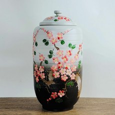  [KT알파쇼핑]투톤 일자 매화 20kg 쌀독 쌀통 현관 소금 항아리, 1개 