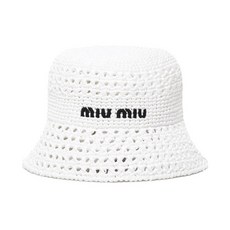 바이스트 [MIU MIU] 24FW 로고 자수 라피아 버킷햇 5HC287 2DO1 F0009