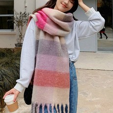 포근한 체크 레게 머플러 남녀커플 목도리 빅사이즈 크리스마스 선물 목도리 14color
