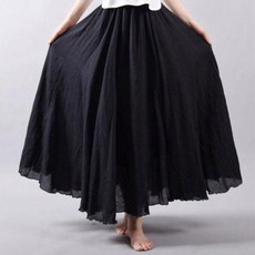 SJK kaz여름여성롱스커트린넨롱치마밴딩긴치마플레어주름하늘하늘플리츠봄 꾕띤_4ad 여성치마