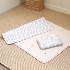 화모베이비 듀라론 냉감 낮잠이불세트 2종, 핑크 토끼, 1개