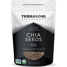 Terrasoul Superfoods 유기농 블랙 치아 473.2ml(16온스) - 치아 씨앗 | 에너지 및 웰빙을 위한 슈퍼시드 부스트, 1개