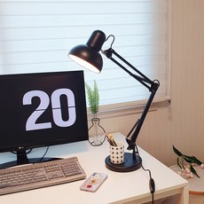 [메가] 제도 집게 책상 스탠드+LED램프, B-집게+받침대+12W노란빛(램프),