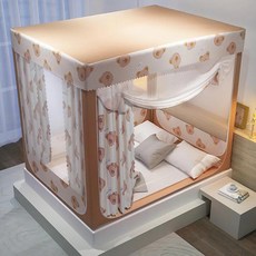 사각 모기장 암막 방지 방진 침대 텐트 3 문 침실 캐노피 브래킷 포함 홈 데코, 150x195cm, 004, 1개