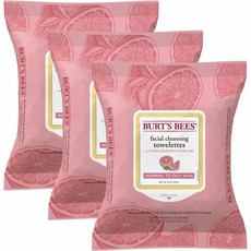 Burt's Bees Facial Cleansing Towelettes Pink Grapefruit Seed Oil 버츠비 핑크 자몽 씨드 오일 페이셜 클렌징 티슈 30장 3팩, 1개, 1개