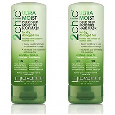 Giovanni Ultra Moist Hair Mask 지오바니 울트라 모이스트 헤어 마스크 팩 아보카도 5oz(147ml) 2팩, Green_5 Fl Oz 2팩
