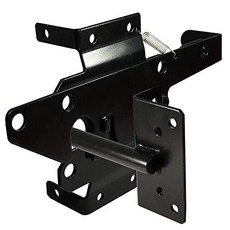 자동 잠금 도어 볼트 중장비 설치 후 자동 중력 레버 목재 PVC 울타리 도어 잠금 장치 (보안 수영장 인클로저 용 패스너 하드웨어 포함) 스틸 검정색, 본상품