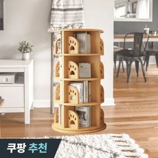 케이텐박스 튼튼한 회전책장 원목 거실책장 회전책꽂이 서재 360도 틈새 코너 책장, 4단, 오크
