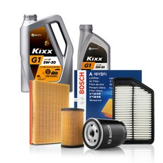 K5 DL3 1.6터보 20년~23년 킥스 kixx G1 5W-30_4L+1L + 보쉬 엔진오일 필터세트, O0380+A3020, 5L, 2개