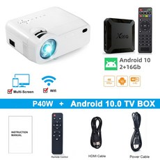 스마트빔 Salange P40W Mini Projector for iPhone Wireless Sync Display For Smart Phone Android Mobile Phone Home Theater with HDMI VGA, P40W add TV BOX 201441170
