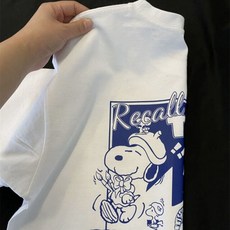 Kawaii-스누피 찰리 브라운 100% 면 흰색 반팔 티셔츠 여성 프렌치 라이닝 상의 보터밍, 01 A_02 L