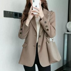  여성 봄 가을 기본 트렌디 자켓 슬림핏 브라운 블랙  상품 이미지