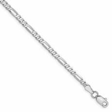 14k White Gold 2.75mm Flat Link Figaro Chain Anklet Ankle Beach/63198