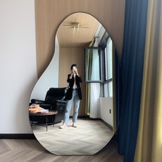 불규칙 곡선 노프레임 웨이브 북유럽 아이디어 카페 무테 전신거울 미러 비정형 구름 감성 인, 높이50폭40, 아니오