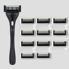 코펜하겐쉐이브 5중 롤라텍 면도기 핸들 블랙+날12입 1세트, 12개입