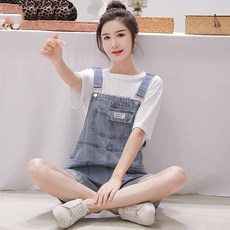LAONONG 멜빵 반바지 여자 여름 옷 2020 중 고생 루즈 핏 유행IEiuo19