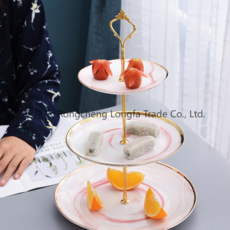 유렁풍 럭셔리 디저트 플레이트 쿠키 과일 스탠트 트레이 애프터눈티세트 3단 접시