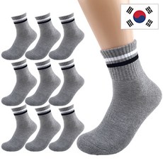 올리싹 5+5 두꺼운 남성용 국산 더블쿠션 두줄 스포츠 중목 양말, 그레이, 10개 그레이