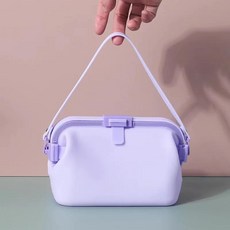 실리콘 식품 가방 누출 방지 용기 보관 냉동고 스낵 접이식 휴대, 5.purple, 1개